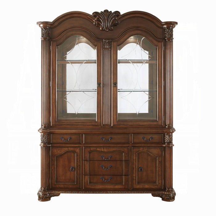 Chateau de Ville Cherry Finish Wood Curio China Cabinet Hutch & Buffet – 4079