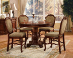 Acme 04082-84 5 pc Astoria grand chateau de ville cherry brown finish wood 48" round counter height dining table set