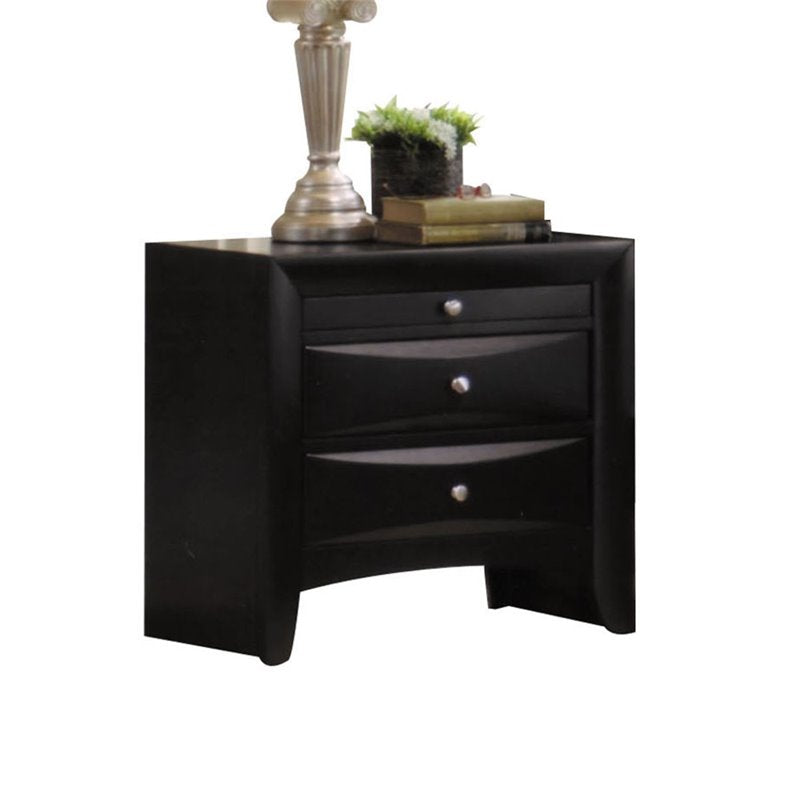 Ireland Black Finish Wood 2-Drawer Nightstand Bedside End Table – 4163