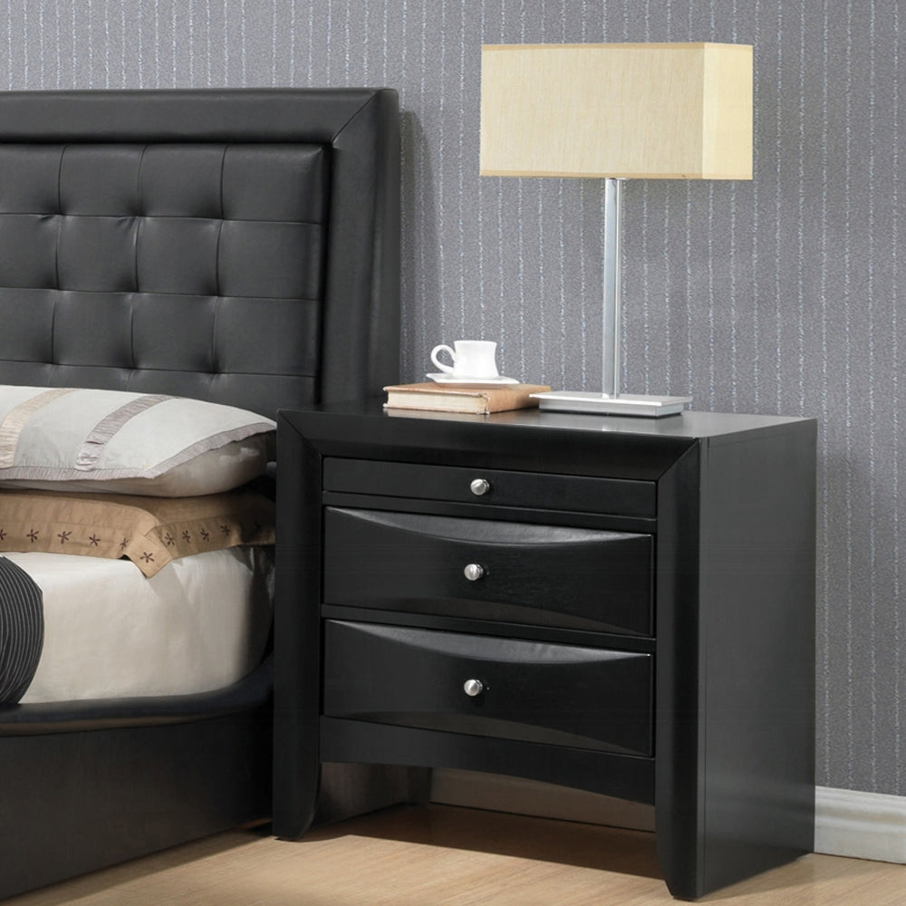 Acme 21610Q-4PC 4 pc Ireland black finish wood storage headboard underbed drawers queen bed set