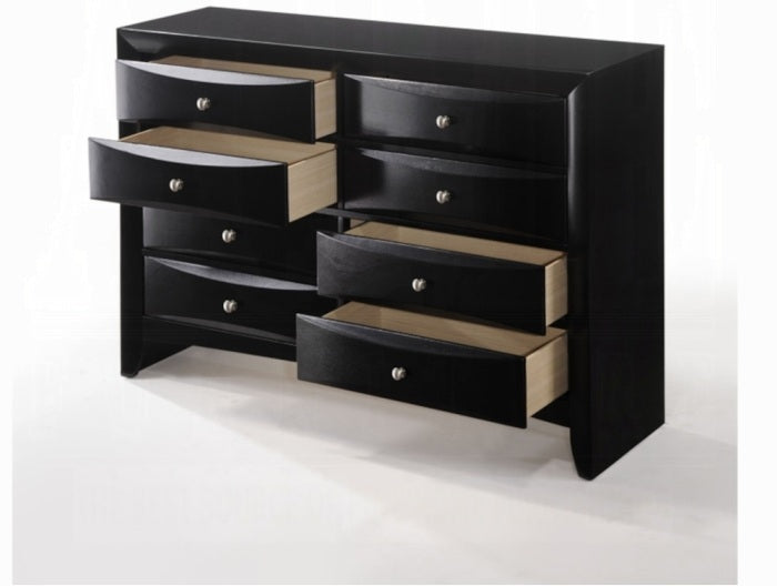 Acme 21610Q-4PC 4 pc Ireland black finish wood storage headboard underbed drawers queen bed set
