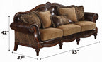 Acme 05495-96 2 pc Astoria grand dibenedetto dreena two tone chenille fabric bonded leather sofa and love seat set
