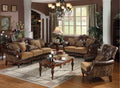 Acme 05495-96 2 pc Astoria grand dibenedetto dreena two tone chenille fabric bonded leather sofa and love seat set