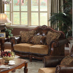 Acme 05495-96 2 pc Astoria grand dibenedetto dreena two tone chenille fabric bonded leather sofa and love seat set