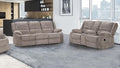 NX6003GY-2PC 2 pc Cosimo mocha chenille fabric sofa and love seat recliner ends with cup console
