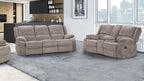 NX6003GY-2PC 2 pc Cosimo mocha chenille fabric sofa and love seat recliner ends with cup console