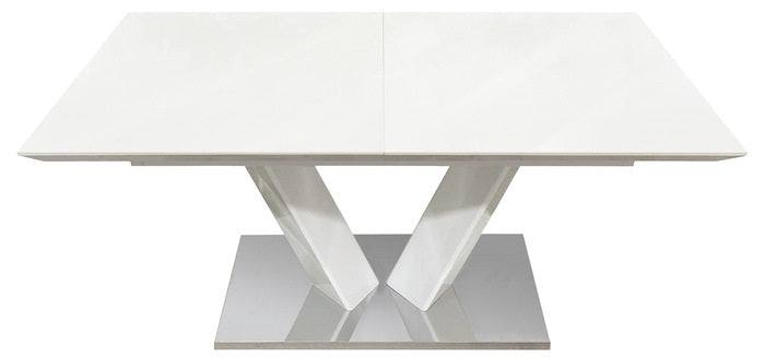Homelegance Yannis 7-Piece High Gloss White Chrome Base Modern Dining Table Set – 5503-7PC