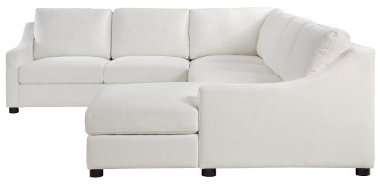 Homelegance 9277VR-42LRC 4 pc Zayden ivory textured fabric sectional sofa with chaise and overstuffed cushions