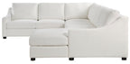 Homelegance 9277VR-42LRC 4 pc Zayden ivory textured fabric sectional sofa with chaise and overstuffed cushions