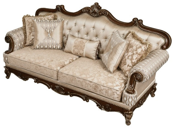 Homelegance 8570-SL 2 pc Balthasar two tone chenille and faux silk fabric traditional sofa and love seat set with wood trim