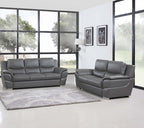 Global United 4572GR-2PC 2 pc Latitude run huckleberry modern style grey genuine leather sofa and love seat set