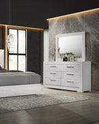 Coaster 224941Q-S4 4 pc Ives white high gloss finish wood LED accent lighting queen bedroom set diamond pattern accents