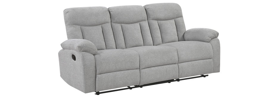 Homelegance 8440GRY-SL 2 pc Newark light grey fabric sofa and love seat set with recliner ends