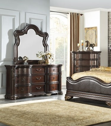 Homelegance 1603-4PC 4 pc Astoria grand cherry finish wood low profile footboard queen bedroom set