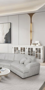 8242 4 pc silver corduroy fabric sectional sofa with cuddler chaise and pop up center love seat chaise USB and cup holder