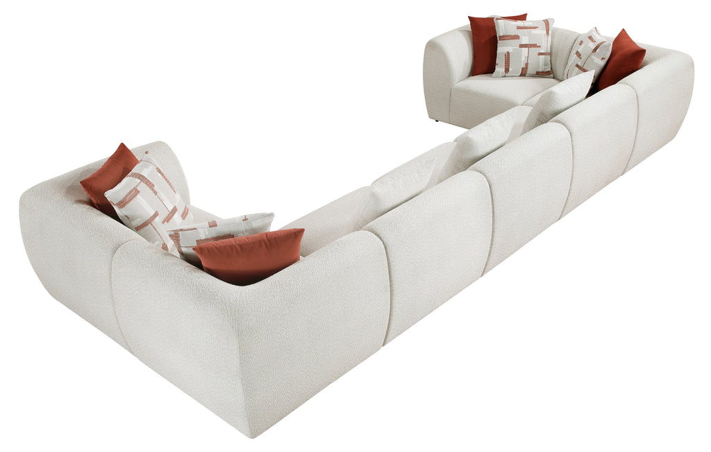 Homelegance 9669CN-73CR4AC  7 pc Traverse beige teddy bear boucle fabric modular sectional sofa rounded arms