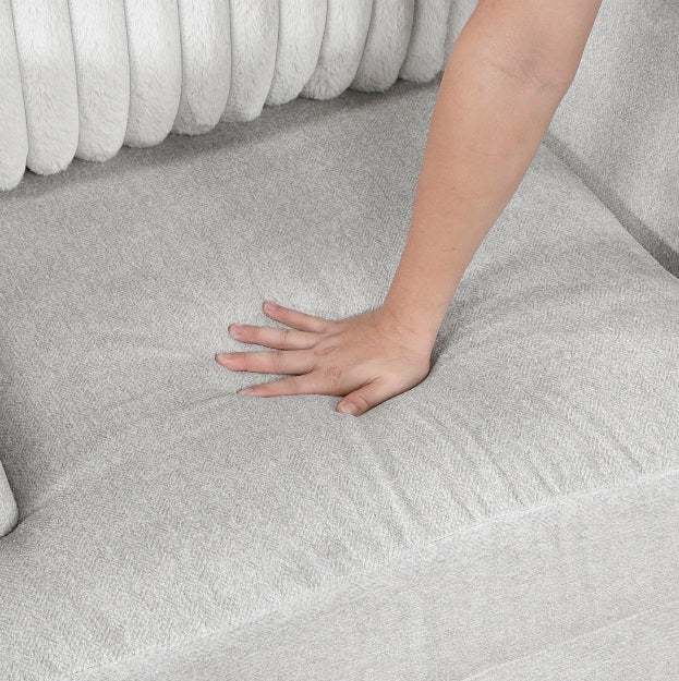 Homelegance 9558LG-2PC 2 pc Santiago light grey textured fabric and corduroy fabric sofa and love seat set