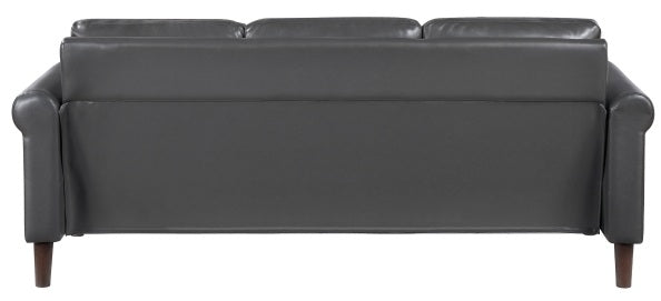 Homelegance 9690DGY-SL 2 pc Hector dark grey faux leather sofa and love seat set rounded arms