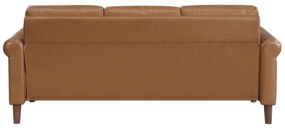 Homelegance Hector Brown Faux Leather Sofa and Love Seat Set with Rounded Arms – 9690BRW-SL