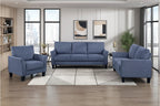 Homelegance Aliana Blue Textured Fabric Sofa and Love Seat Set with Flared Arms – 9519BUE-2PC