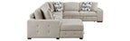 9624TP*42LRC 4 pc Waitsfield taupe chenille textured fabric sectional sofa with storage chaise and sleep area right chaise
