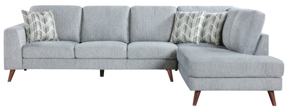 Homelegance 9644BGY-23L5R 2 pc Broadway grey chenille fabric mid-century modern sectional sofa with chaise