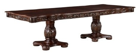 Homelegance 1468-108  7 pc Adelina cherry finish wood double pedestal carved ornate accents dining table set
