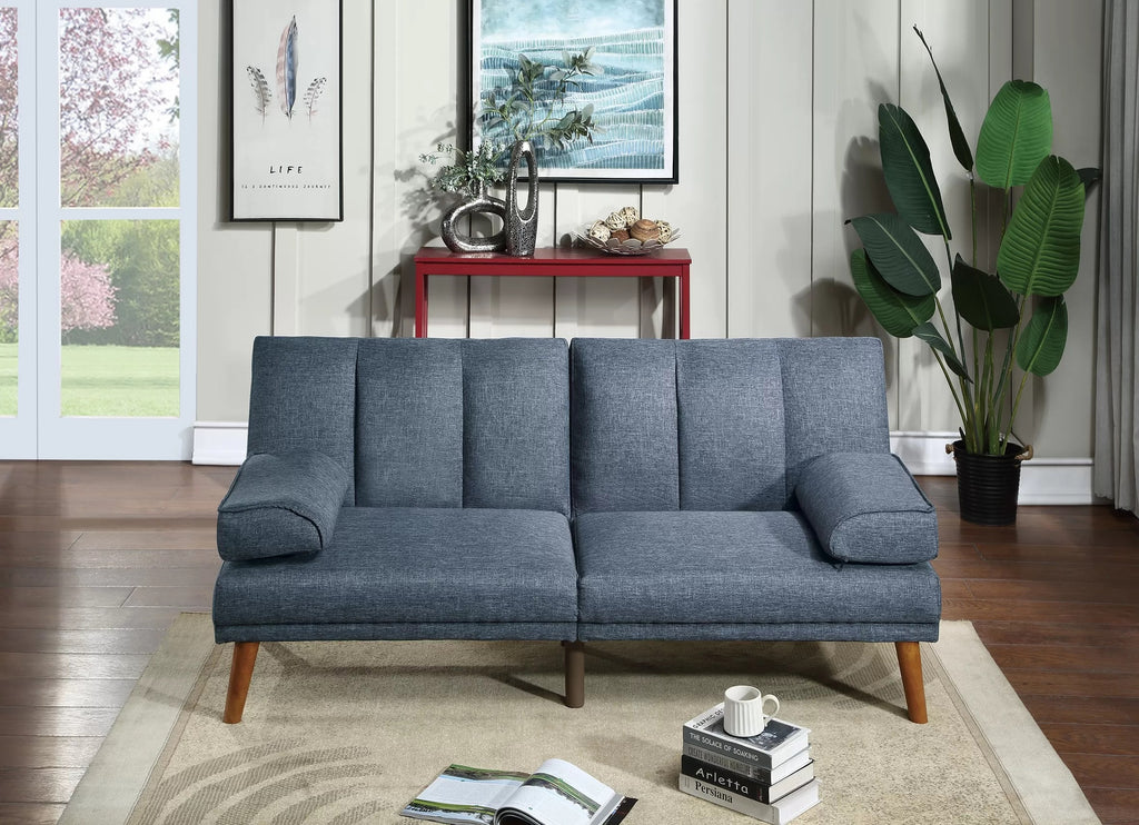 Poundex F8517-18 2 pc navy polyfiber sofa futon and chaise sectional AJ homes studio lakeview winston porter kasen