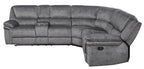 Homelegance  9913-32LCN2R 3 pc Muirfield gray textured microfiber fabric sectional sofa with recliner ends and console