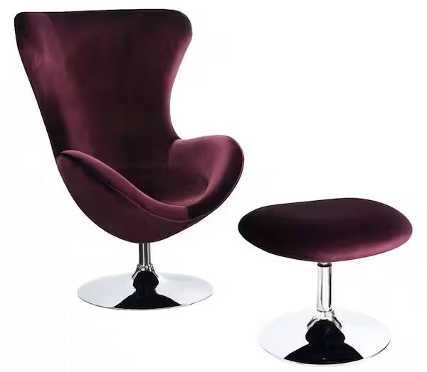 CM-AC6841 2 pc Shelia purple flannelette fabric rounded back accent chair and ottoman