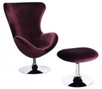 CM-AC6841 2 pc Shelia purple flannelette fabric rounded back accent chair and ottoman