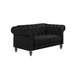 24-13CK-2PC 2 pc Emma black velvet fabric crystal button tufted sofa and love seat set acrylic legs nail head trim