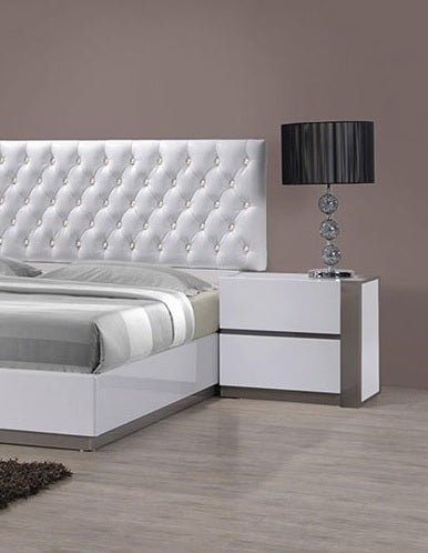 Best Master Seville 4 pc seville modern style white lacquer finish wood queen bedroom set