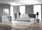 Best Master Manchester 4 pc manchester zebra gray lacquer finish wood modern style queen bed set