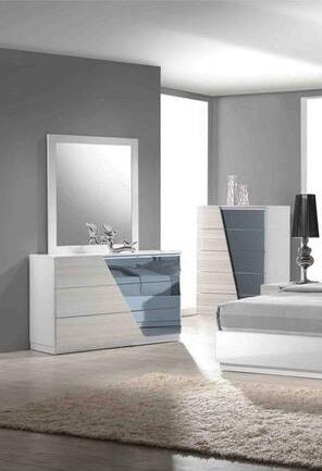 Best Master Manchester 4 pc manchester zebra gray lacquer finish wood modern style queen bed set