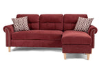 Poundex F6449 2 pc leta paprika red velvet fabric apartment size sectional sofa reversible chaise