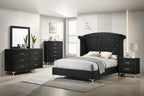 B9265 4 pc lucinda black velvet tufted upholstered queen bedroom set nail head trim