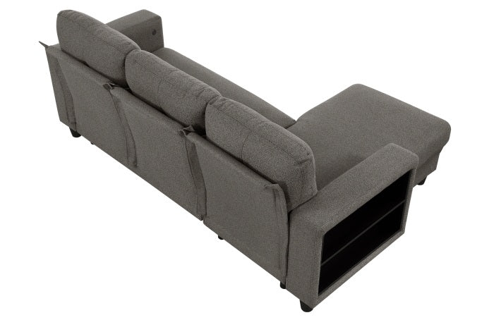 Homelegance 9705DB-32AVC 2 pc Morian dark brown boucle fabric sectional sofa reversible storage chaise storage arms and pop up sleep area