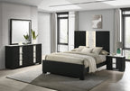 B6835-4PC 4 pc Rangley black finish wood LED headboard queen bedroom set