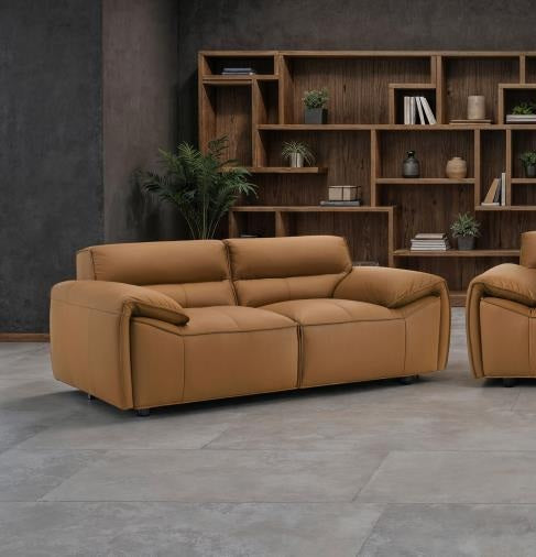 Coaster 509501-S2 2 pc Buxton orange 100% top grain leather minimalism low back sofa and love seat set