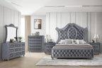 Cameo 4-Piece Gray Velvet Tufted Queen Bedroom Set – B2100