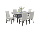 30066-2-7PC 7 pc Selena grey finish wood grey faux marble top modern dining table set