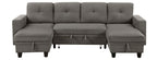 Homelegance 9705DB-42AVC 3 pc Morian dark brown boucle fabric double chaise sectional sofa storage chaises storage arms and pop up sleep area
