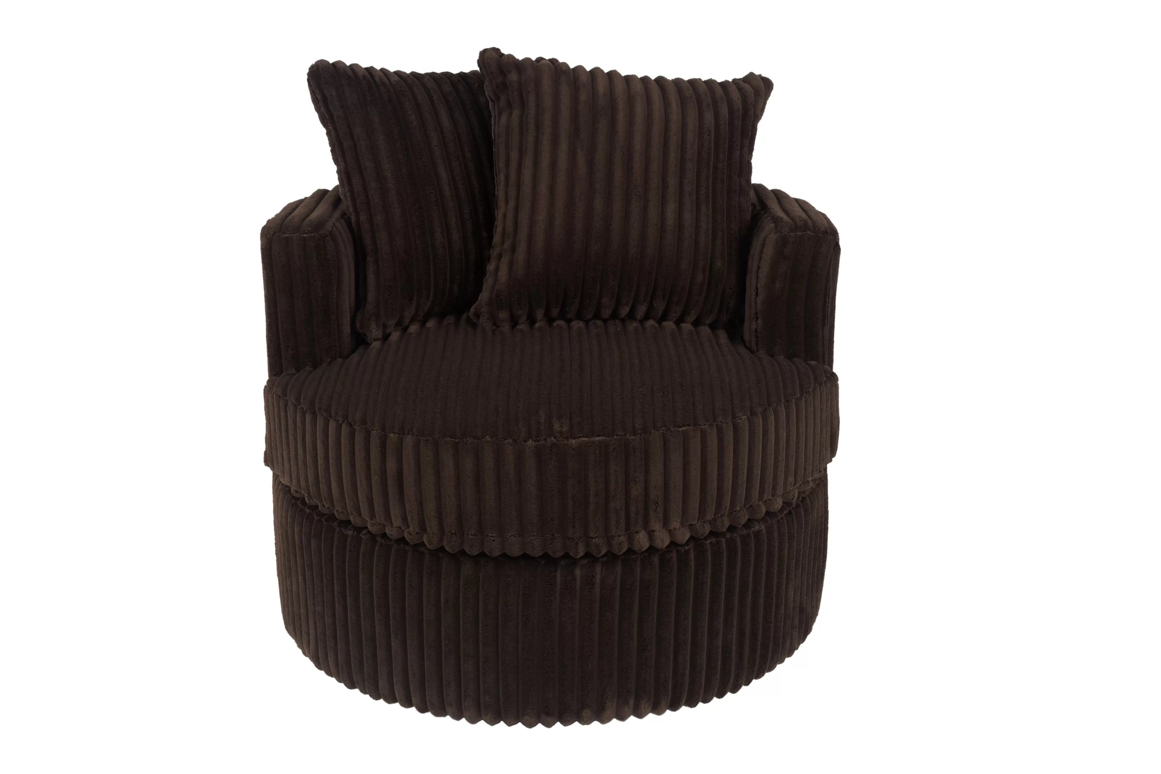 Poundex F1941 Chocolate fur like corduroy fabric swivel barrel back accent chair