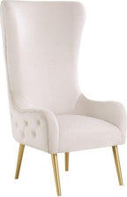 Best Master VT003-BG  Red barrel studio hercules High back beige velvet fabric living room accent arm chair gold legs