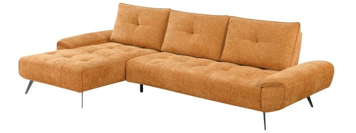 Homelegance 8400RNG-2LC2R 2 pc Pleasure orange chenille fabric sectional sofa set adjustable back rests