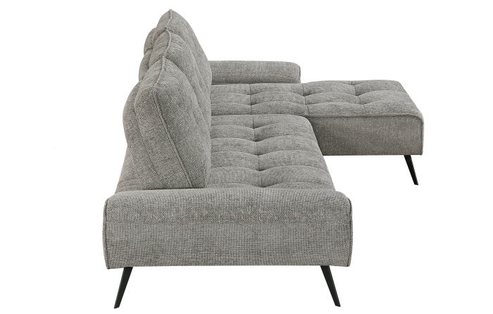 Homelegance 8400DVG-22LRC 2 pc Pleasure dove grey chenille fabric sectional sofa set adjustable back rests