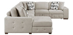 9624TP*42RLC 4 pc Waitsfield taupe chenille textured fabric sectional sofa with storage chaise and sleep area left chaise
