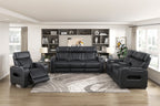 Homelegance 9516BLK-2PWH 2 pc Fairway black breathable faux leather power motion sofa and love seat set USB LED