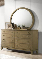 Coaster 224921Q-S4 4 pc Granada natural pine finish wood cream fabric headboard queen bedroom set